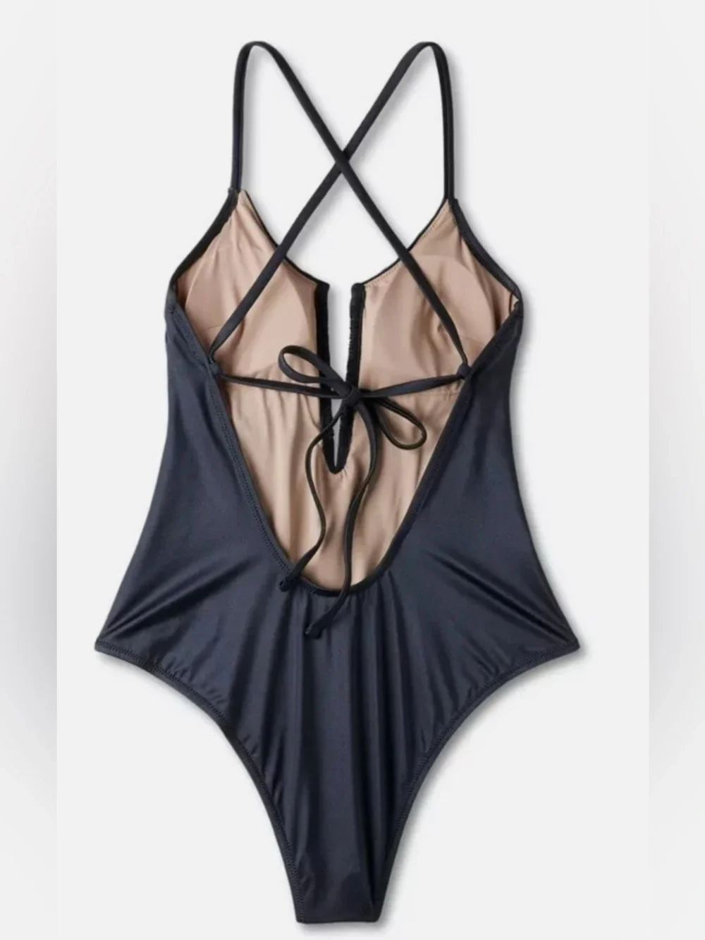 Shade & Shore Women’s Black Ruched Plunge One-Piece V Neck Swimsuit Size XL NWT - Picture 5 of 16